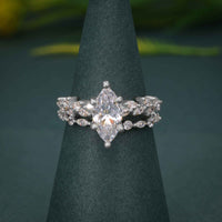 Marquise Cut Moissanite Diamond Engagement Ring Set Unique Bridal Set