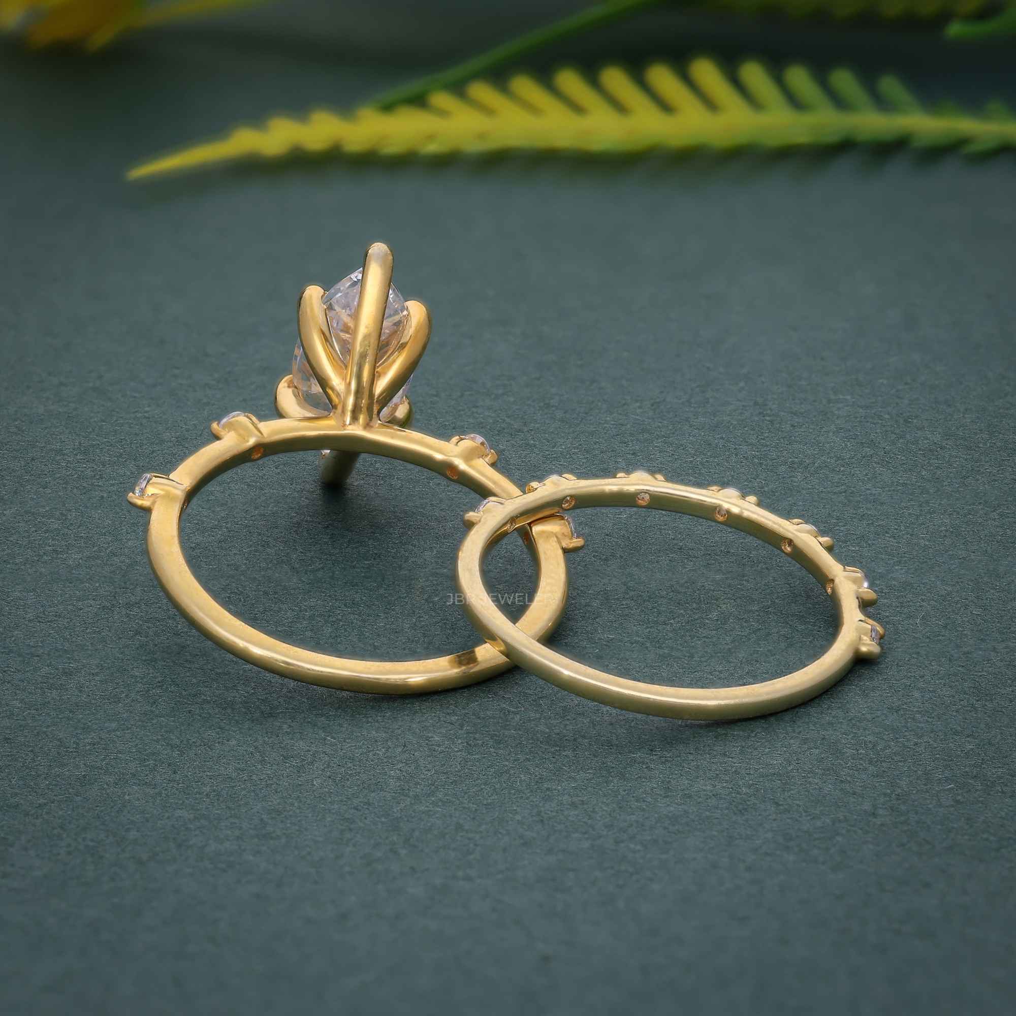 Marquise Cut Lab Grown Engagement Ring With Matching Bridal Ring Set - JBR Jeweler