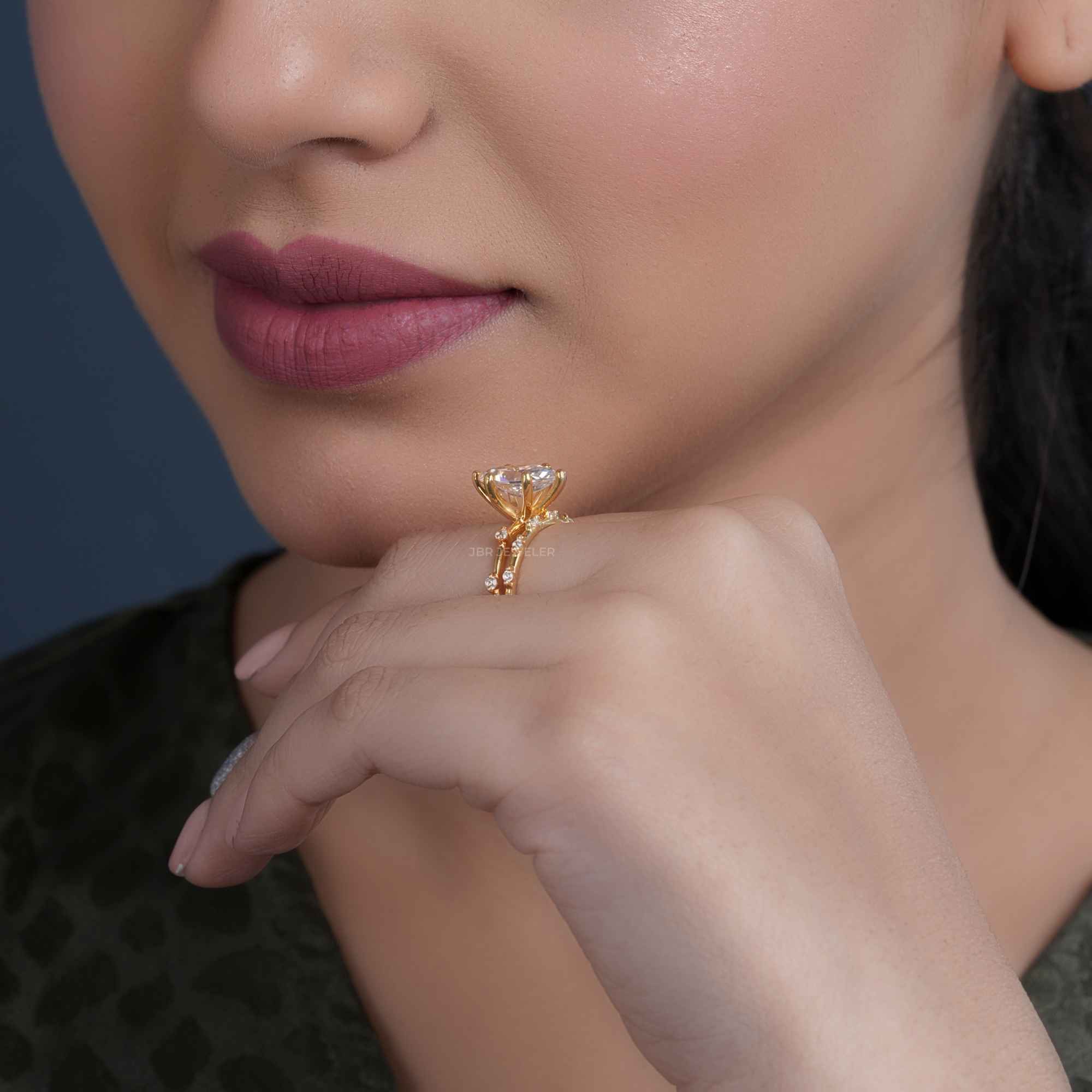 Marquise Cut Moissanite Engagement Ring With Matching Bridal Ring Set - JBR Jeweler