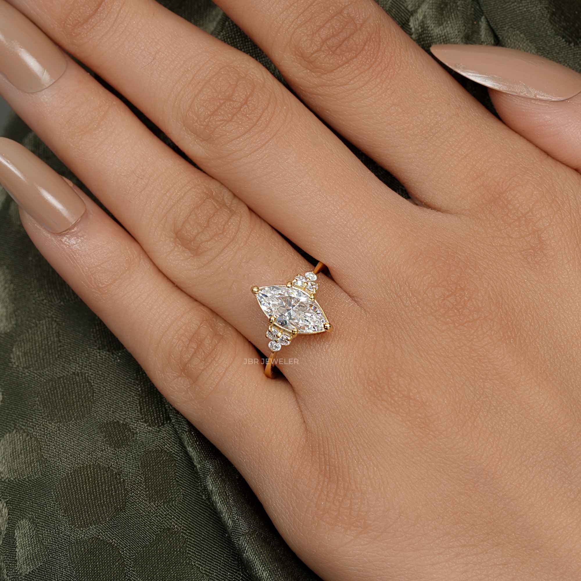Muse Marquise Cut Moissanite Diamond Engagement Ring - JBR Jeweler