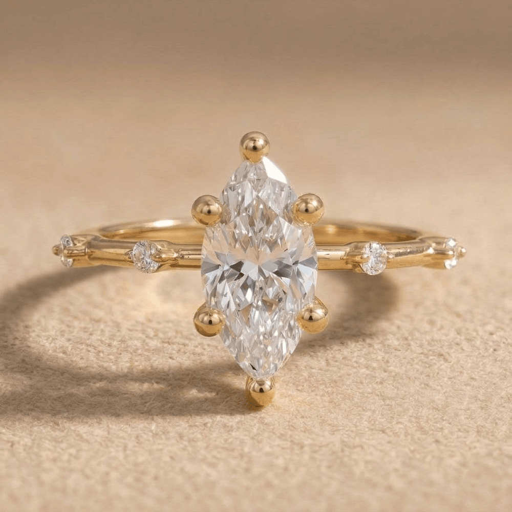 Dainty marquise moissanite engagement ring for her