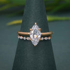Marquise Cut Solitaire Moissanite Diamond Wedding Bridal Ring Sets - JBR Jeweler