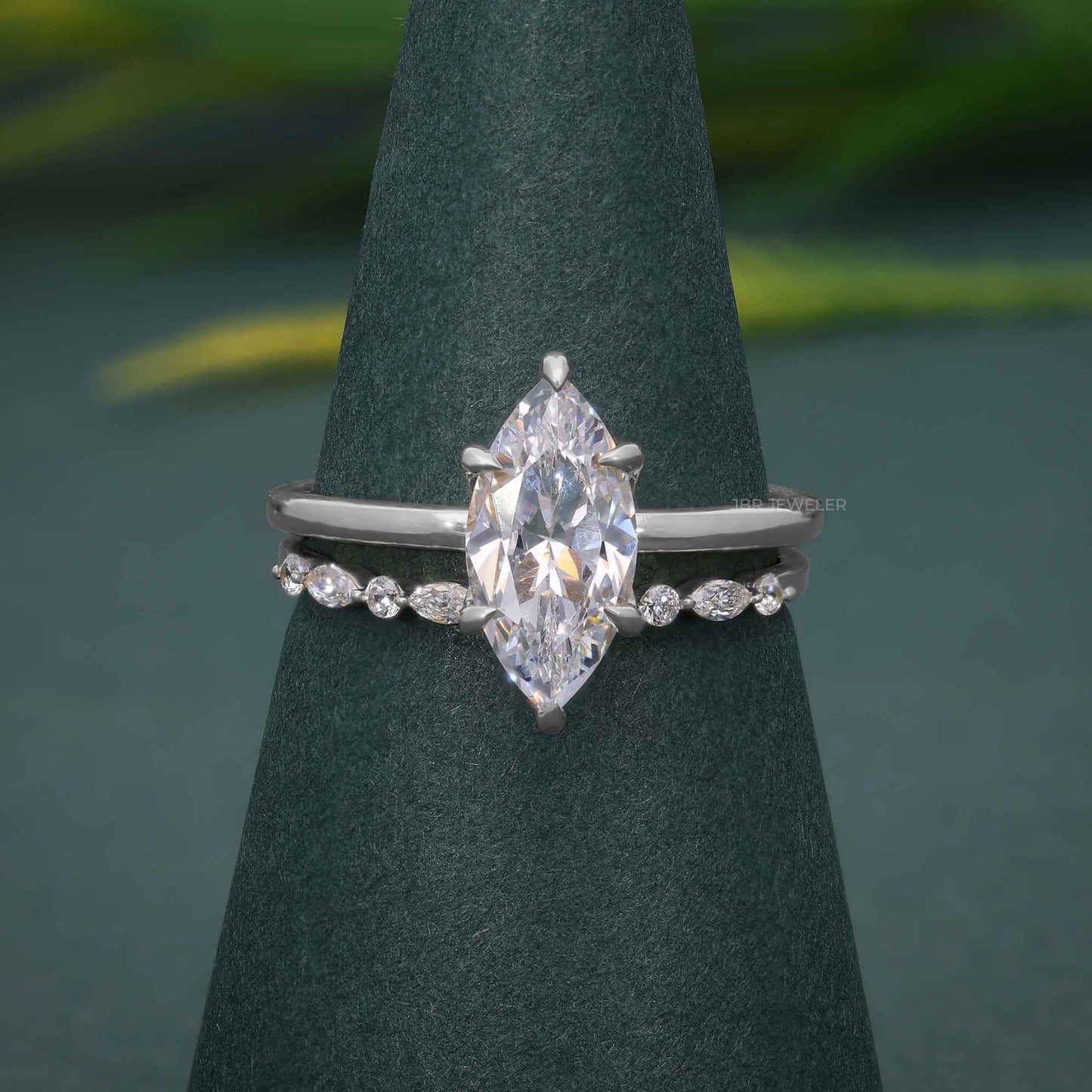 Marquise Cut Solitaire Moissanite Diamond Wedding Bridal Ring Sets