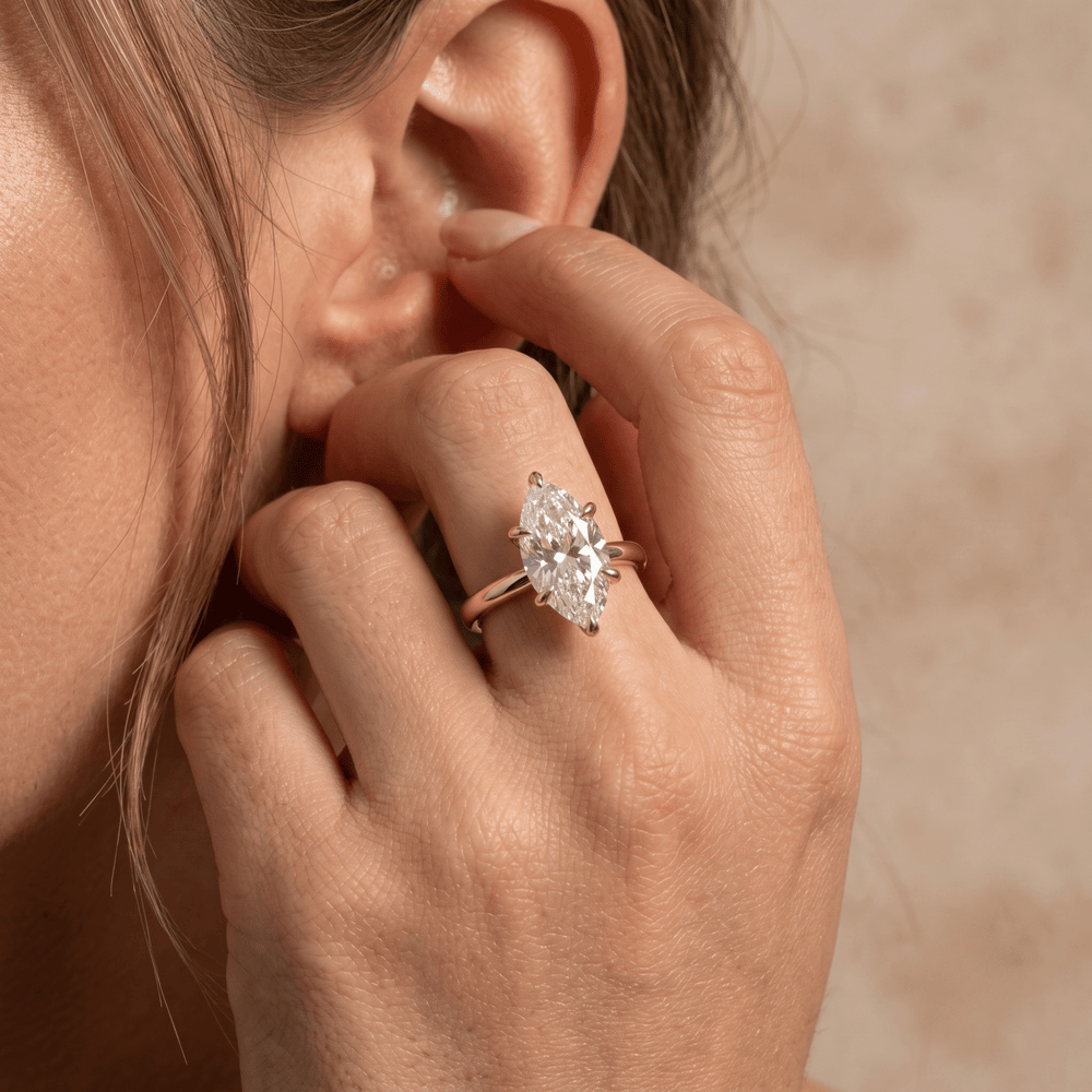 Cathedral marquise diamond ring lifestyle shot