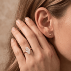 Cathedral marquise diamond ring lifestyle shot
