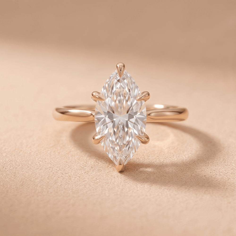 Cathedral setting marquise ring for bride-to-be
