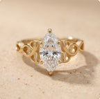Celtic knot marquise lab grown diamond ring close-up