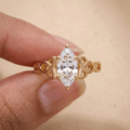 Marquise Lab Diamond Celtic Bridal Ring - Unique Gift For Mom