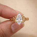 Marquise Lab Diamond Celtic Bridal Ring - Unique Gift For Mom