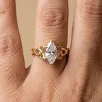 Marquise Celtic knot ring worn on hand