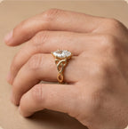 Marquise cut diamond Celtic bridal ring side view