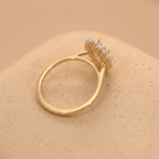 Lotus-inspired halo setting engagement ring side view