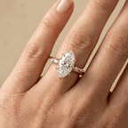 Marquise cut lab grown diamond ring in yellow gold close up