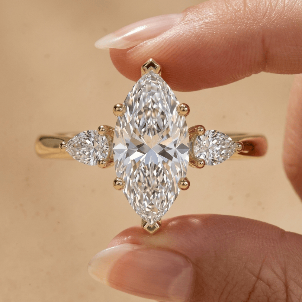 Marquise cut lab grown diamond engagement ring