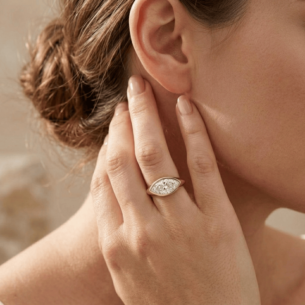 Minimalist marquise diamond promise ring for women