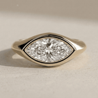 Marquise bezel set lab grown diamond gold ring