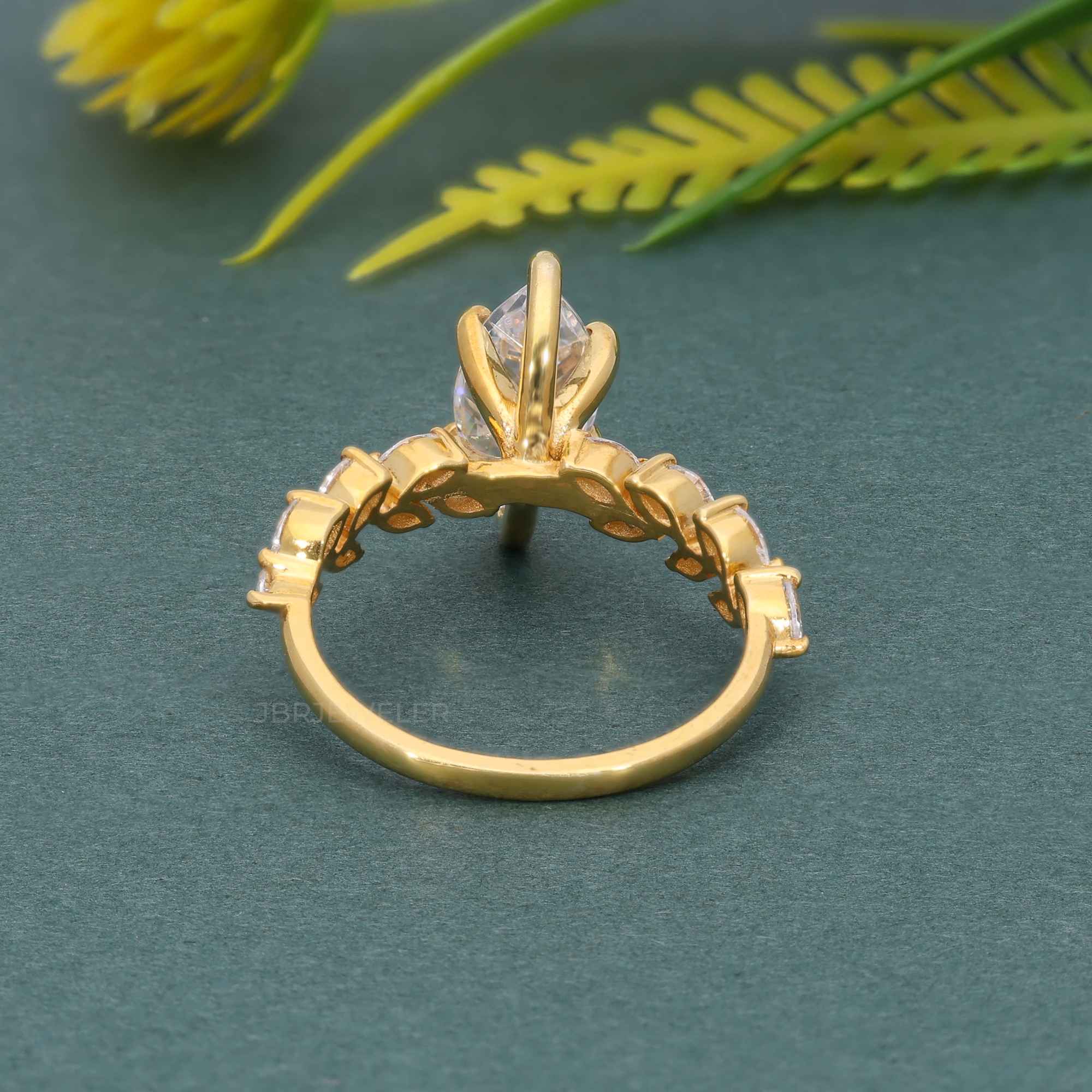 Marquise Lab Grown Diamond Engagement Ring With Accent Stone - JBR Jeweler