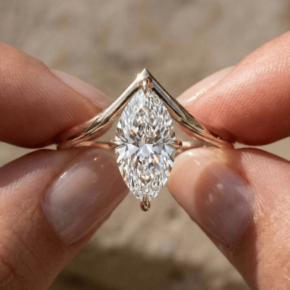 Minimalist marquise lab grown diamond ring for women