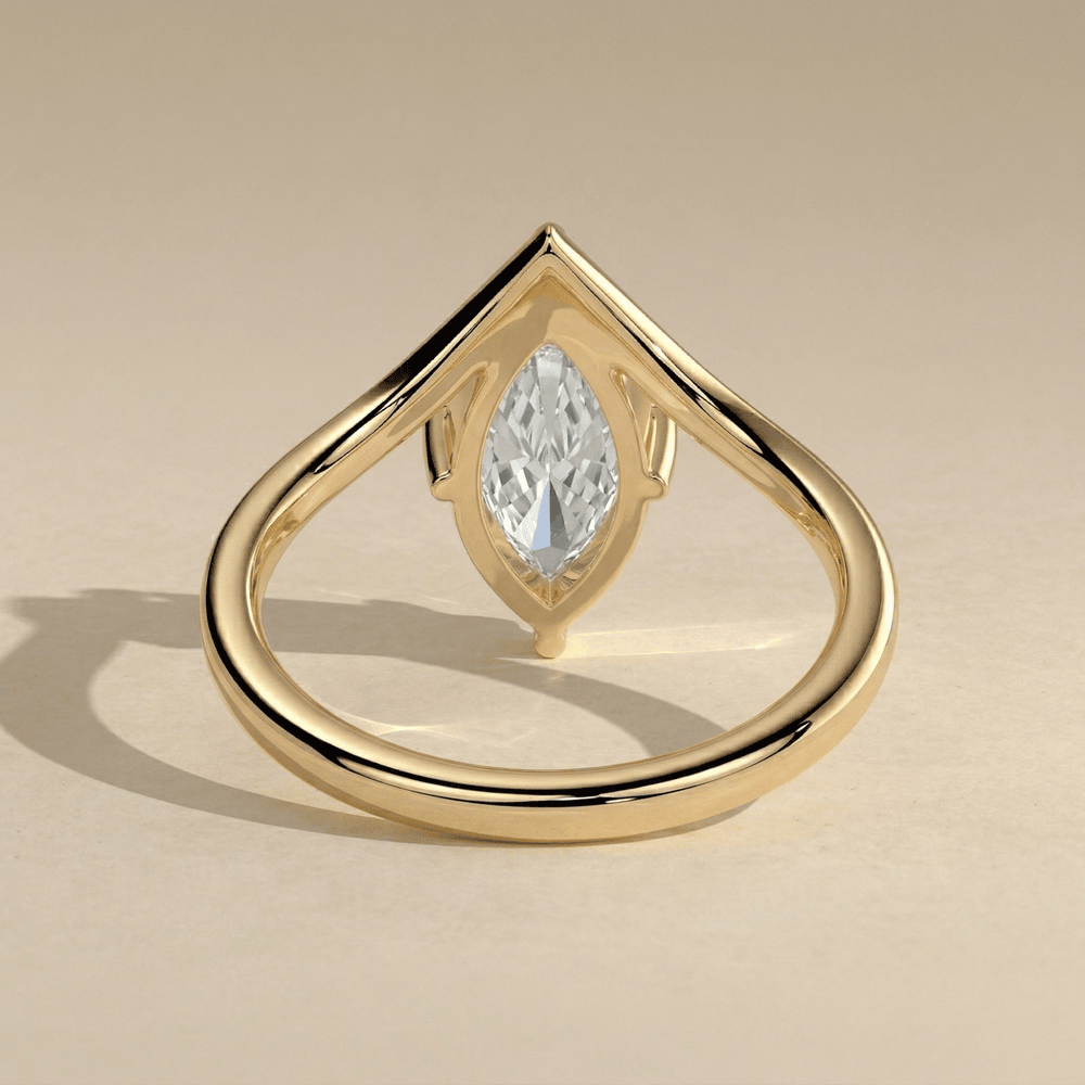 14K yellow gold marquise diamond solitaire bridal ring