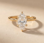 Cathedral Setting Marquise Moissanite Ring macro shot