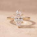 Marquise Moissanite Cathedral Engagement Ring front view
