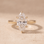 Marquise Moissanite Cathedral Engagement Ring front view