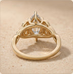 Celtic dragon motif marquise gold ring top view