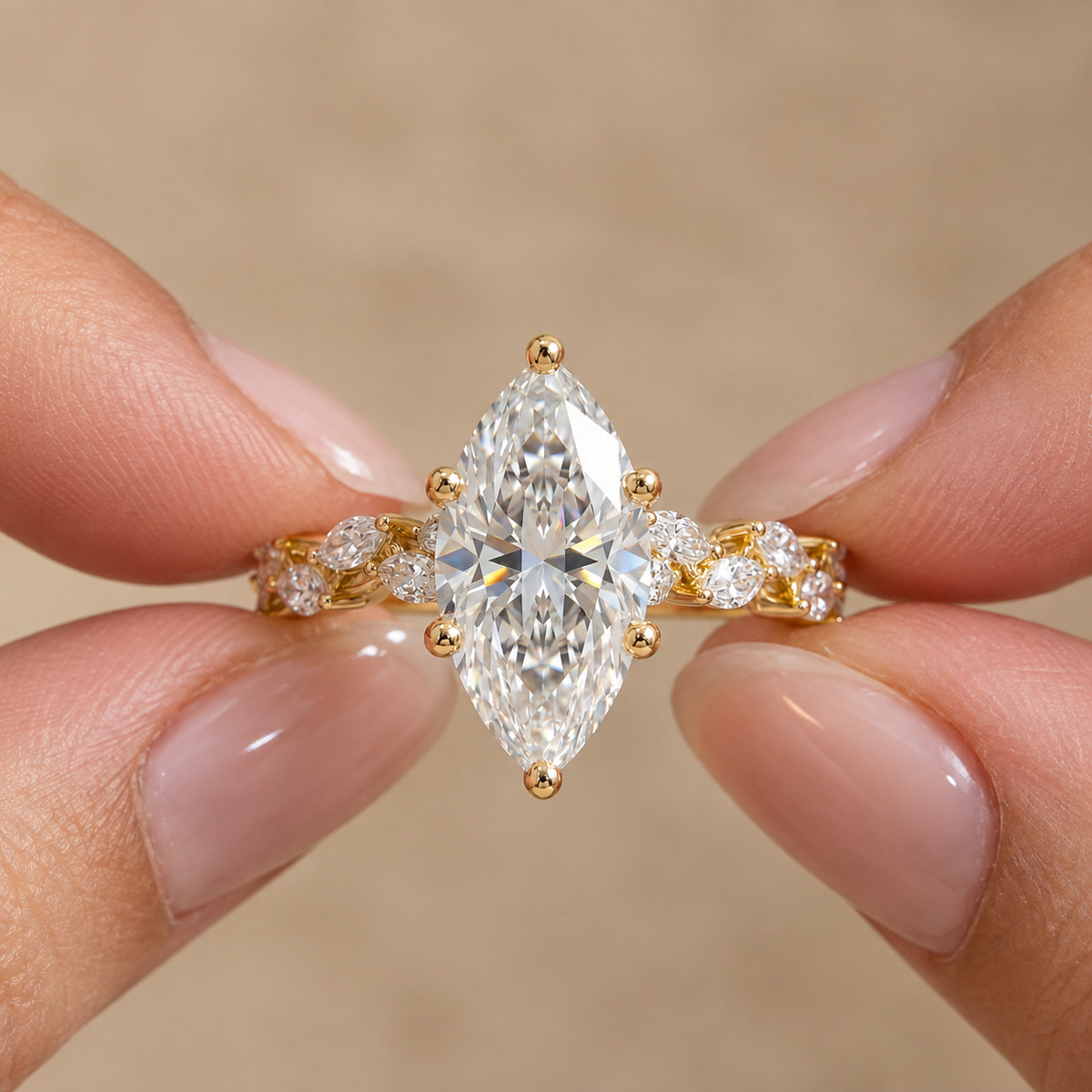 Elegant marquise moissanite jewelry for bridal wear
