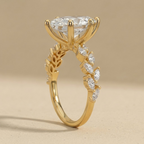 Marquise moissanite ring with side stones