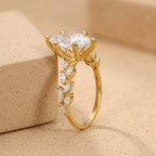 Dainty marquise moissanite promise ring
