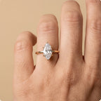 Marquise cut moissanite solitaire ring on hand