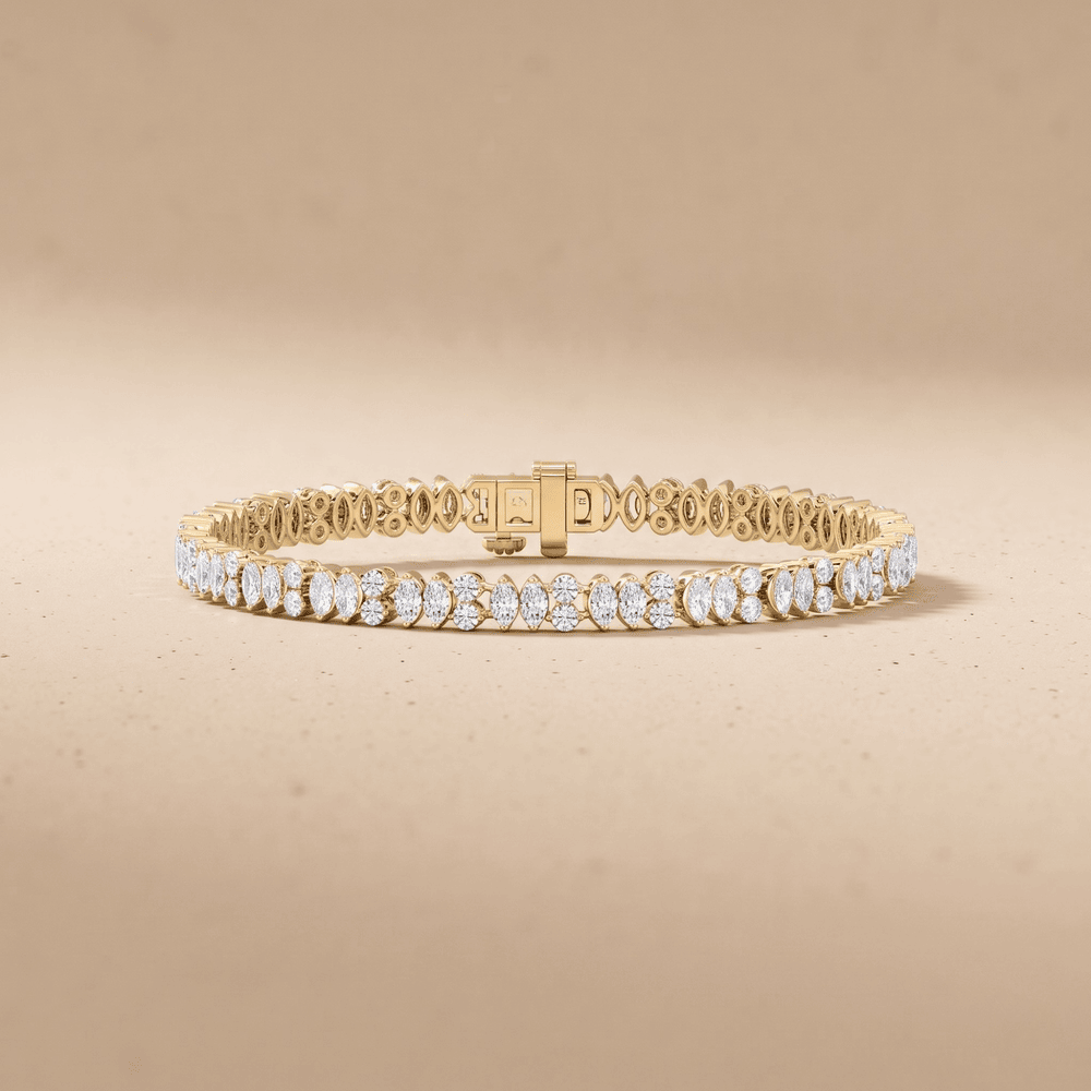 Marquise & Round Bracelet in Yellow Gold Lab Diamond