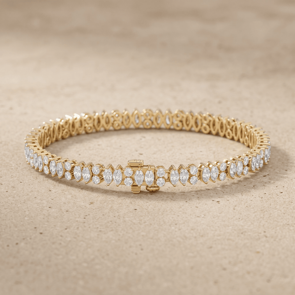 Marquise & Round Bracelet in Yellow Gold Lab Diamond
