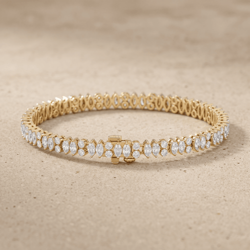 Marquise & Round Bracelet in Yellow Gold Lab Diamond
