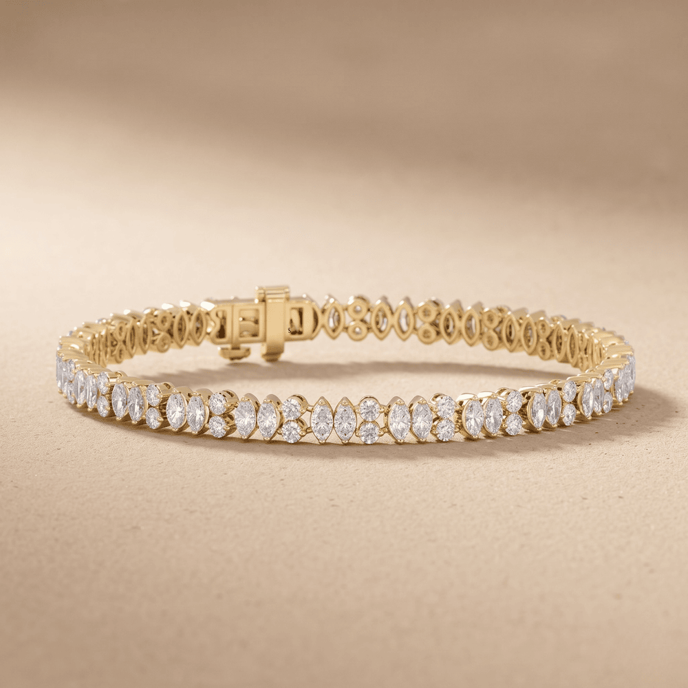 Marquise & Round Bracelet in Yellow Gold Lab Diamond 