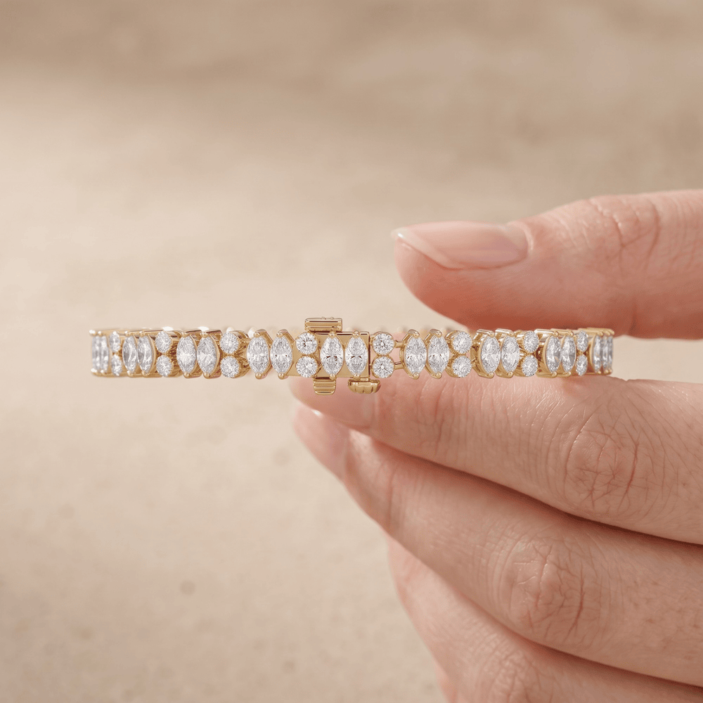 Marquise & Round Bracelet in Yellow Gold Lab Diamond