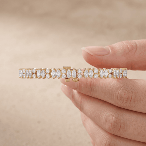 Marquise & Round Bracelet in Yellow Gold Lab Diamond