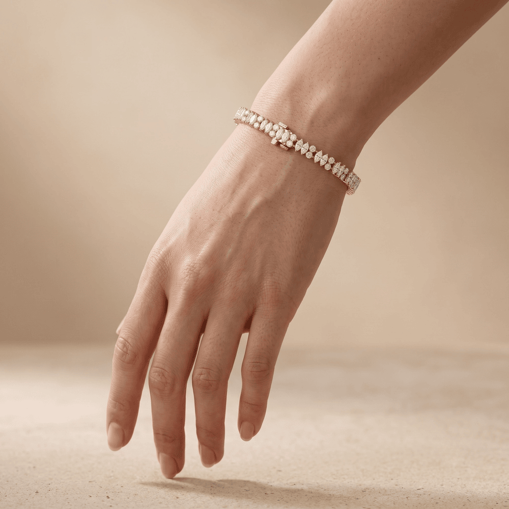 Marquise & Round Bracelet in Yellow Gold Lab Diamond
