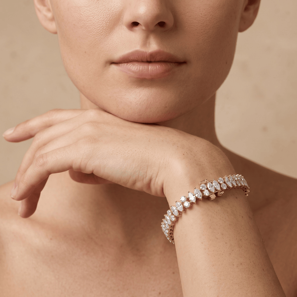 Marquise & Round Bracelet in Yellow Gold Lab Diamond