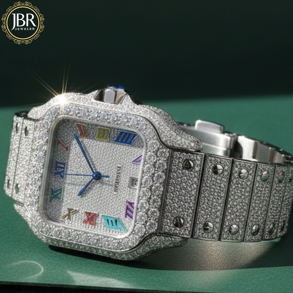 Men's 41MM Roman Numeric Fully Hip Hop Iced Out Watch