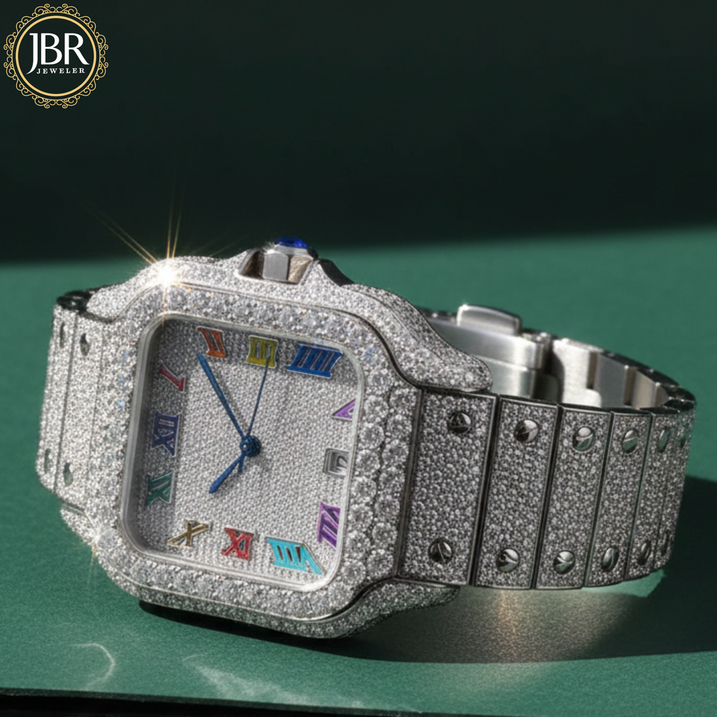 Men's 41MM Roman Numeric Fully Hip Hop Iced Out Watch