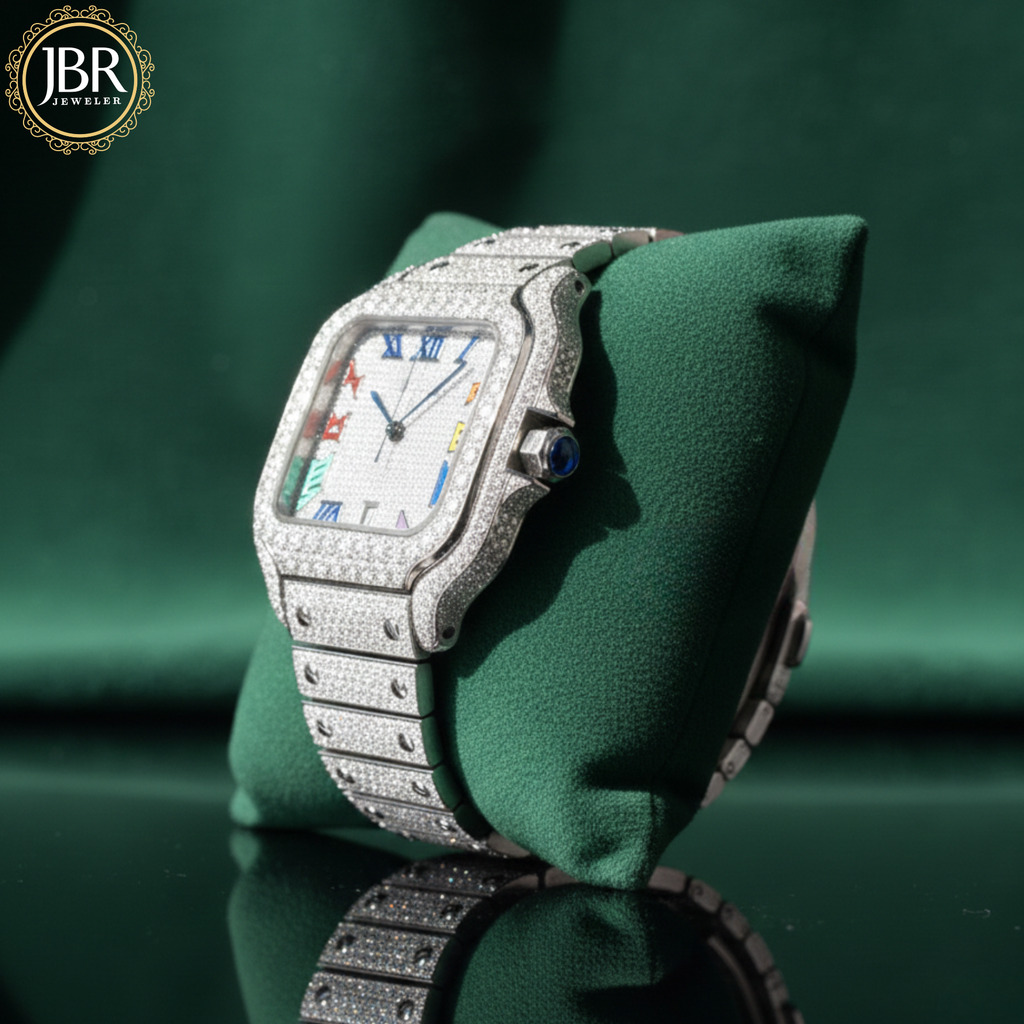 Men's 41MM Roman Numeric Fully Hip Hop Iced Out Watch