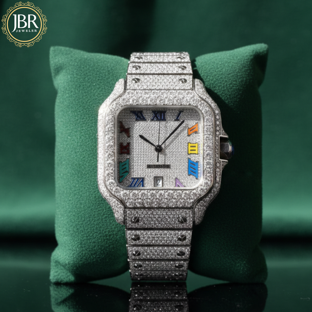 Men's 41MM Roman Numeric Fully Hip Hop Iced Out Watch