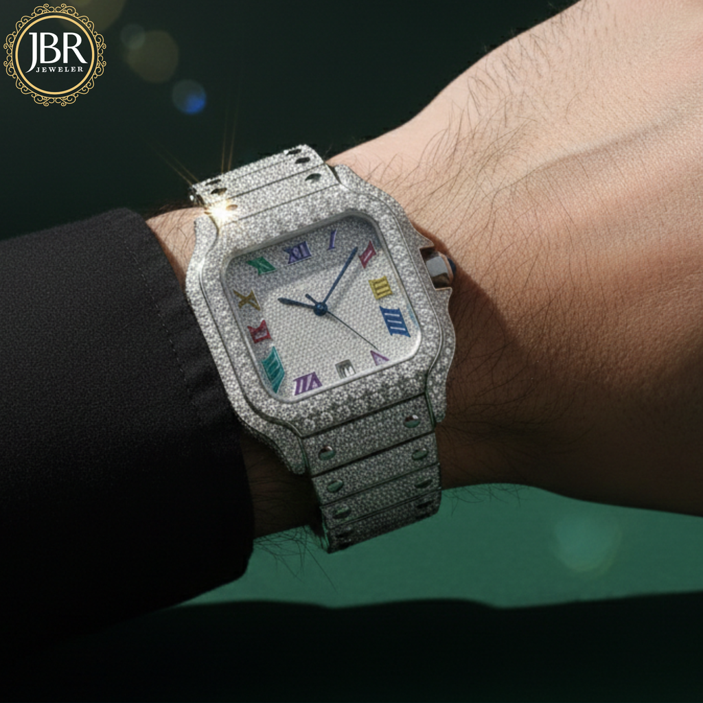 Men's 41MM Roman Numeric Fully Hip Hop Iced Out Watch