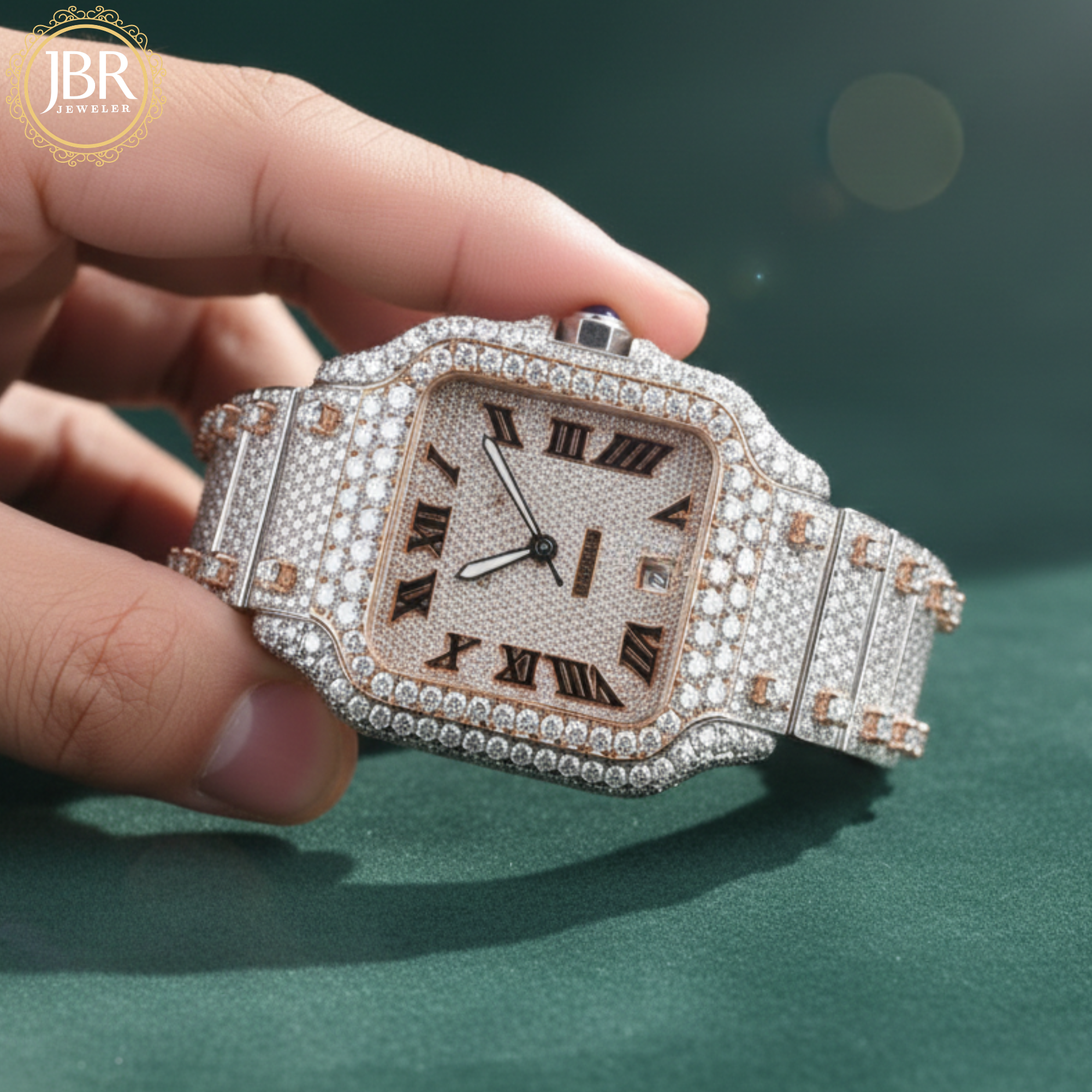 Men's Fully Iced Bust Down Moissanite Diamond Wrist Watch