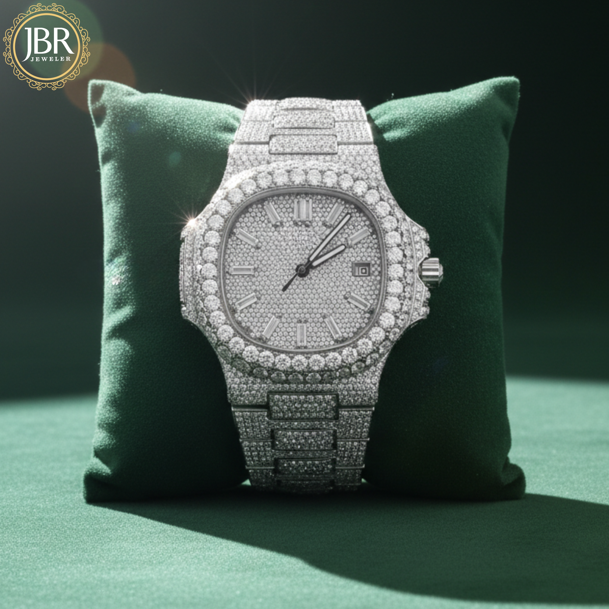 Men's Fully Studded Two Tone Full Diamond Watch For Gift