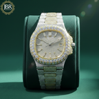 Men's Fully Studded Two Tone Full Diamond Watch For Gift