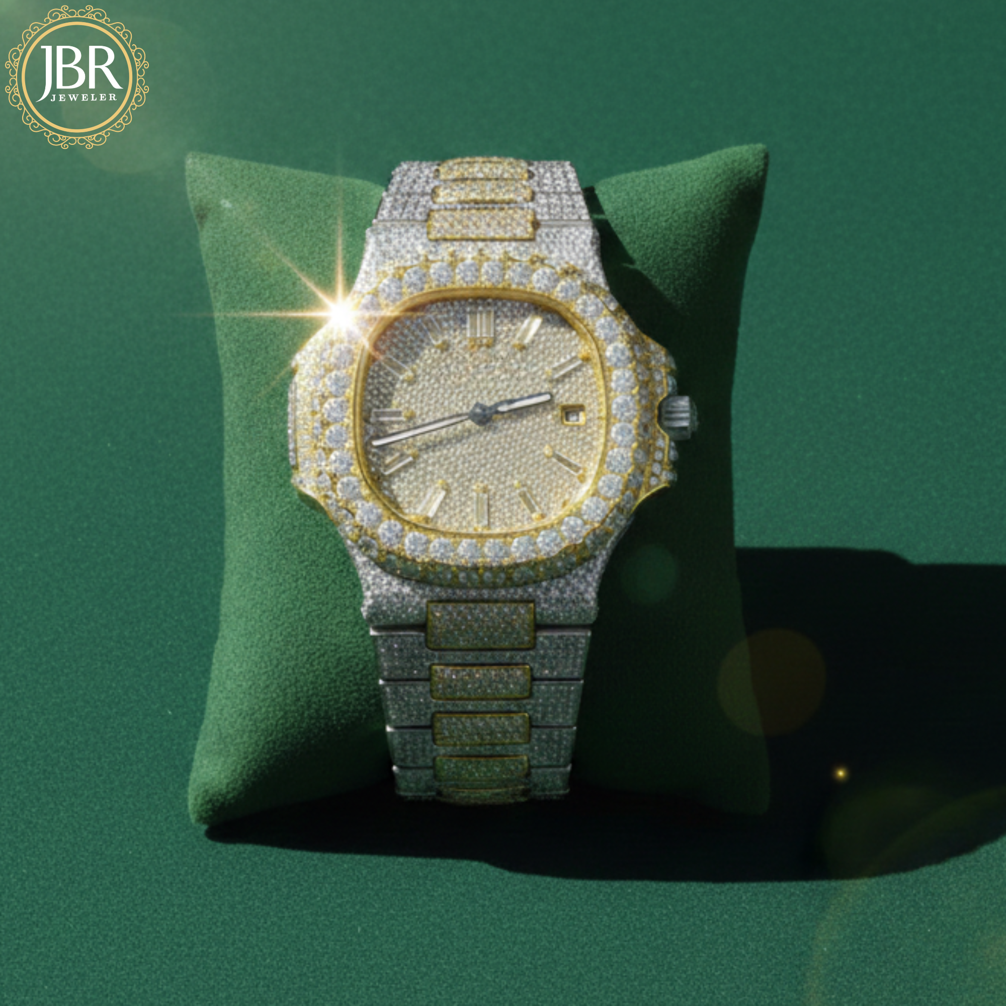 Men's Fully Studded Two Tone Full Diamond Watch For Gift