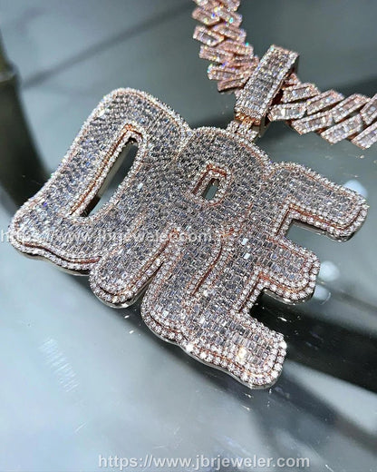 Men's Iced out "DRE" Pendant For Men, Real Moissanite Letter Pendant