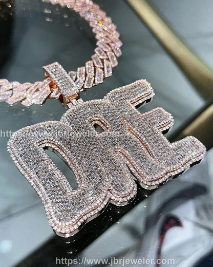 Iced Out "DRE"-Anhänger für Männer, echter Moissanit-Buchstabenanhänger